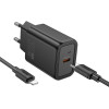 Hoco Wall Charger Type C + Cable Type C To Lightning Pd Qc 30W N62 black
