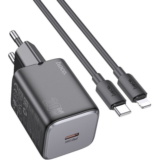 Hoco Wall Charger Type C + Cable Type C To Lightning Qc Pd 20W N40 black