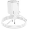 Hoco Wall Charger Type C + Cable Type C To Lightning Qc Pd 20W N40 white
