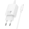 Hoco Wall Charger Usb A + Type C + Cable Type C To Lightning Pd QC3.0 3A 20W N61 white