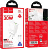 Hoco Wall Charger Usb A + Type C + Cable Type C To Type C Pd QC3.0 3A 30W N63 white