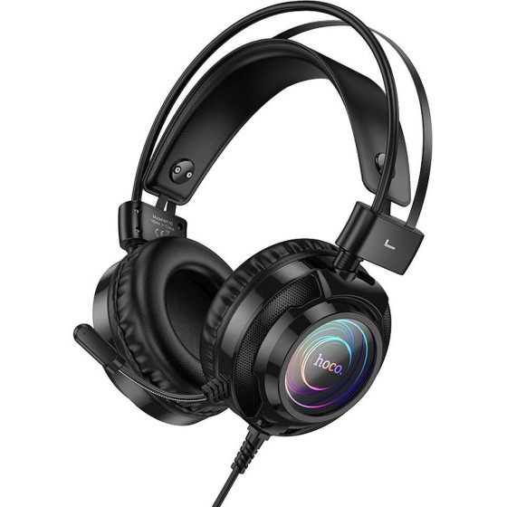 Hoco Wire Headphones Usb A + Jack 3,5 Mm With Microphone Gaming W110 2 m black