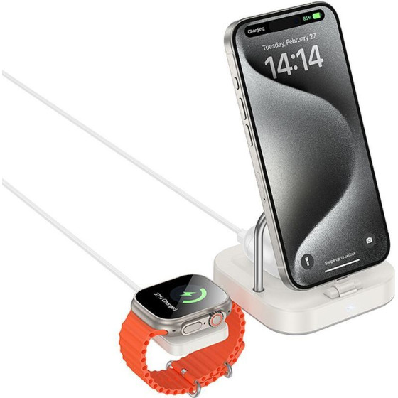 Hoco Wireless Charger 3in1 Compatible With Apple Watch 3A 5W CQ16A Milky white