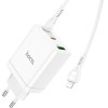 Hoco Charger 2 x Type C + Usb A + Cable Type C To Lightning Pd QC3.0 3A 35W N33 white