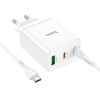 Hoco Charger 2 x Type C + Usb A + Cable Type C To Type C Pd QC3.0 3A 35W N33 white