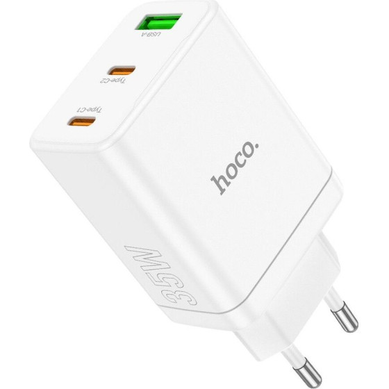 Hoco Charger 2 x Type C + Usb A Pd QC3.0 3A 35W N33 white