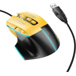 Hoco Gaming Wire Usb A Computer Mouse 3600DPi Black yellow