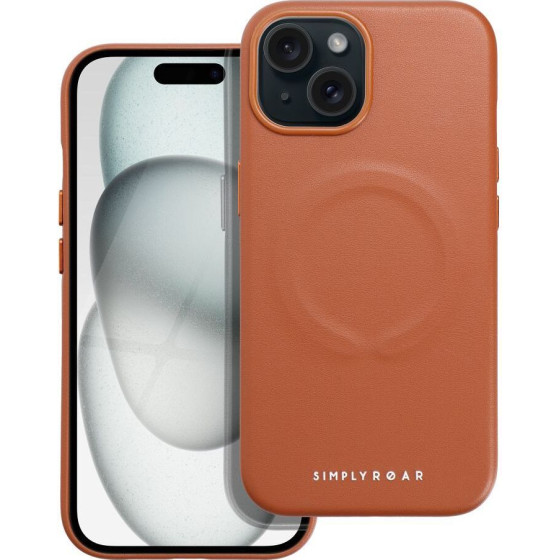 Roar case LEATHER MAG compatible with MagSafe for IPHONE 15 Brown