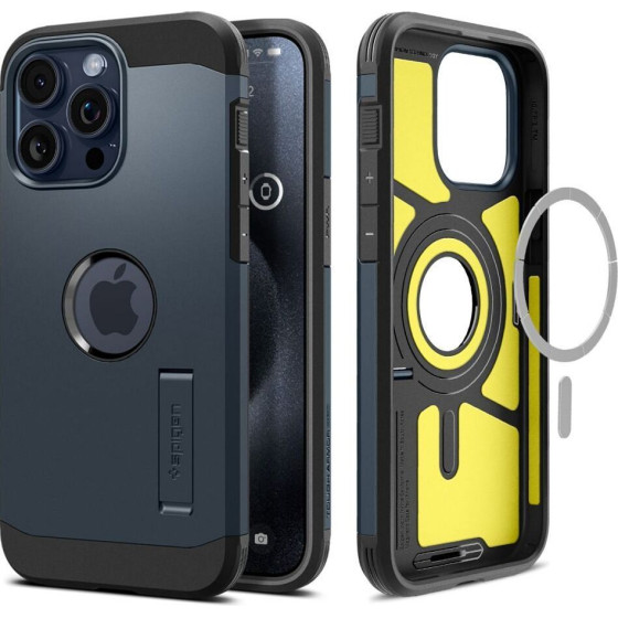 Spigen case TOUGH ARMOR MAG compatible with MagSafe for IPHONE 15 Pro Max metal slate