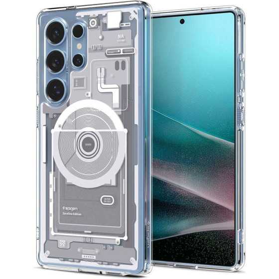 Spigen case ULTRA HYBRID MAG compatible with MagSafe for S25 Ultra zero one white