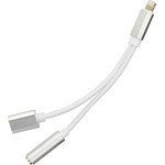Adapter Aux 2in1 Lightning (male) To Lightning (female) / Jack 3,5 Mm (female) Silver OEM