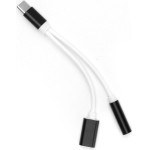 Adapter Aux 2in1 Type C (male) To Type C (female) / Jack 3,5 Mm (female) Black OEM