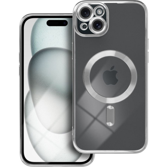 Electro Mag Cover Case Compatible With Magsafe For Iphone 15 Plus Silver OEM