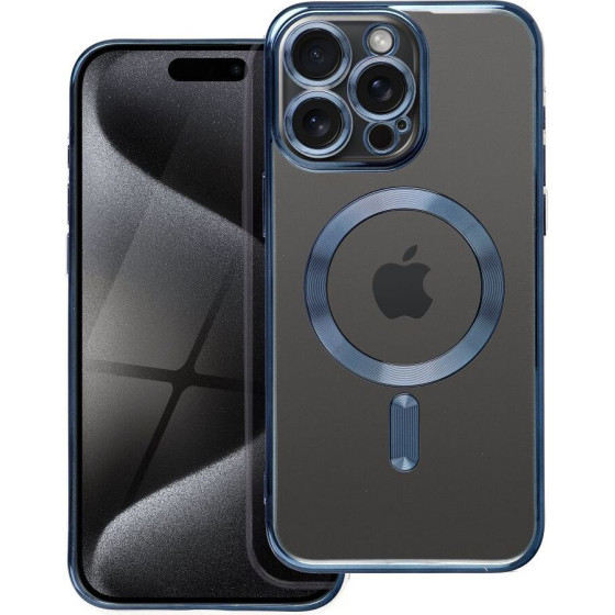 Electro Mag Cover Case Compatible With Magsafe For Iphone 15 Pro Max Blue Titanium OEM