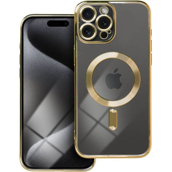 Electro Mag Cover Case Compatible With Magsafe For Iphone 15 Pro Max Gold OEM