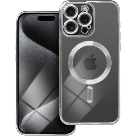 Electro Mag Cover Case Compatible With Magsafe For Iphone 15 Pro Silver OEM