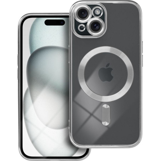 Electro Mag Cover Case Compatible With Magsafe For Iphone 15 Silver OEM
