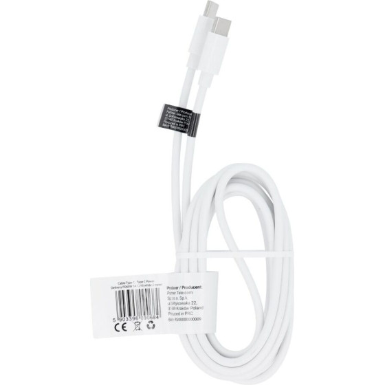 Cable Type C To Type C Pd Qc 3A 60W C293 2 m White OEM