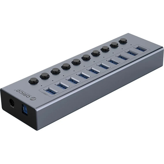 Orico BT2U3-10AB Hub 10x USB-A 3.0 With Switches - Gray - (ORICO-BT2U3-10AB-EU-GY-BP-HU)