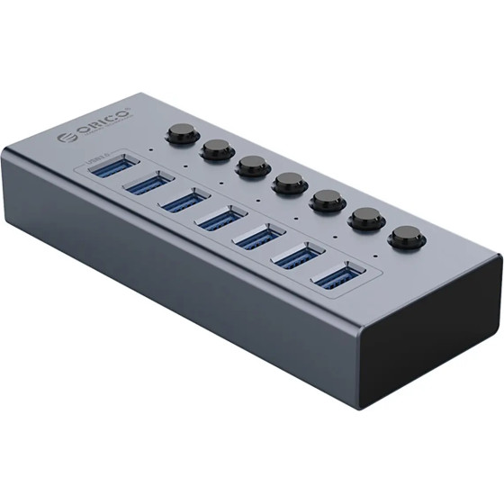 Orico BT2U3-7AB Hub 7x USB-A 3.0 With Switches - Gray - (ORICO-BT2U3-7AB-EU-GY-BP-HU)