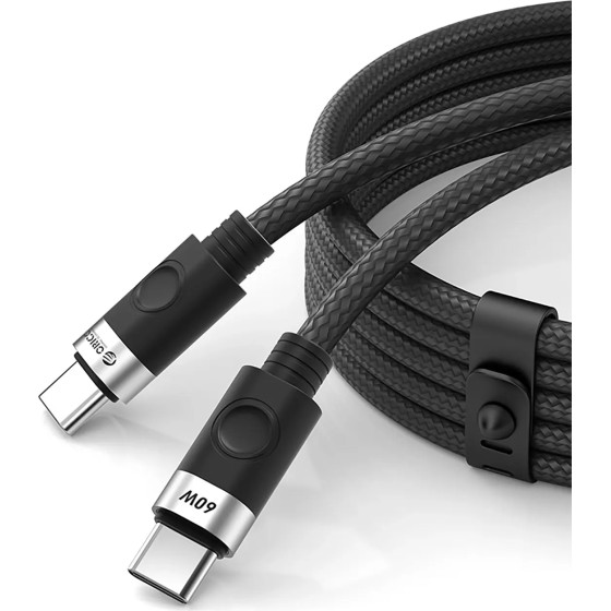 Orico Cdx 60W 3A Power Delivery USB-C - USB-C 1m Cable - Black - (ORICO-CDX-60CC-BK-BP-HU)
