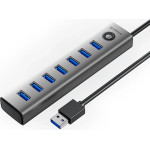 Orico CL7U-U3 Hub 7x USB-A, 3.0 USB-C 5V/3A - Gray - (ORICO-CL7U-U3-10-GY-BP-HU)