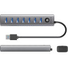 Orico CL7U-U3 Hub 7x USB-A, 3.0 USB-C 5V/3A - Gray - (ORICO-CL7U-U3-10-GY-BP-HU)