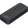 Orico CT2U3-7AB 7x USB-A 3.0 Hub With Switches - Black - (ORICO-CT2U3-7AB-EU-BK-BP-HU)