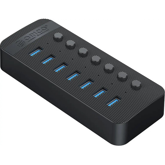 Orico CT2U3-7AB 7x USB-A 3.0 Hub With Switches - Black - (ORICO-CT2U3-7AB-EU-BK-BP-HU)