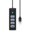 Orico Hub PW4U-U3 USB-A / 4x USB-A 3.0 - Black - (ORICO-PW4U-U3-015-BK-EP-HU)