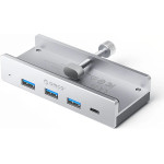 Orico MH4PC Hub Clamp-Mounted USB-C / 3x USB-A 3.0 + 1x USB-C 3.0 - Silver - (ORICO-MH4PC-10-SV-BP-HU)