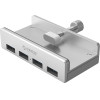 Orico MH4PU Hub Clamp-Mounted 4x USB-A 3.0 - Silver - (ORICO-MH4PU-SV-BP-HU)