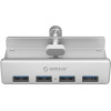 Orico MH4PU Hub Clamp-Mounted 4x USB-A 3.0 - Silver - (ORICO-MH4PU-SV-BP-HU)
