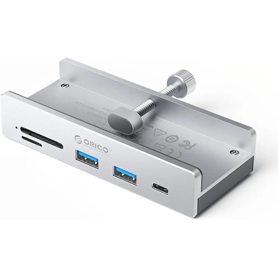 Orico MH5PC Hub Clamp-Mounted USB-C / 2x USB-A 3.2 + 1x USB-C 3.2 + 1x SD&Tf - Silver - (ORICO-MH5PC-10-SV-BP-HU)