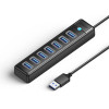 Orico PW7U-U3 Hub 7x USB-A 3.0 + USB-C 5V/3A 1m - Black - (ORICO-PW7U-U3-10-BK-EP-HU)