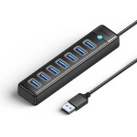 Orico PW7U-U3 Hub 7x USB-A 3.0 + USB-C 5V/3A 1m - Black - (ORICO-PW7U-U3-10-BK-EP-HU)