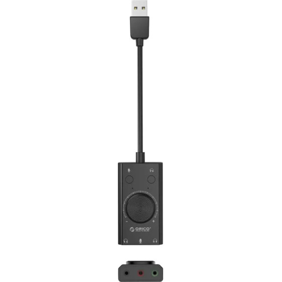 Orico SC2 External Multifunction Sound Card With USB-A - Black - (ORICO-SC2-BK-BP-HU)