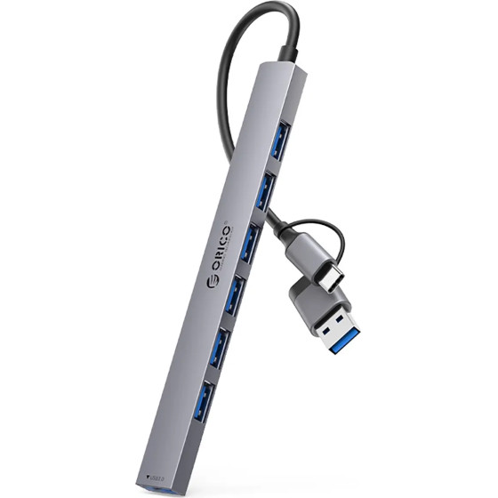 Orico YSA2-U3 USB-A/USB-C Hub Docking Station 1x USB-A 3.0 + 6x USB-A 2.0 - Gray - (ORICO-YSA2-U3-GY-BP-HU)