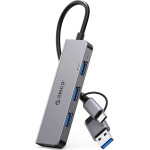 Orico YSA5-U3 USB-A/USB-C Hub Docking Station 3x USB-A 2.0 + 1x USB-A 3.0 - Gray - (ORICO-YSA5-U3-GY-BP-HU)