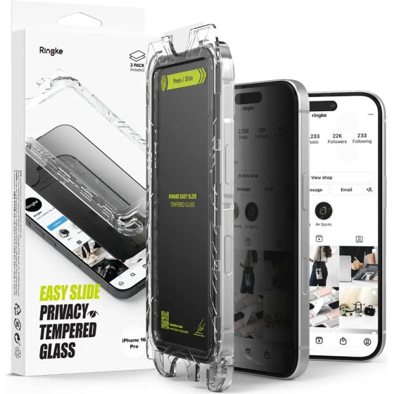 Ringke Easy Slide Privacy Glass 2-Pack For Iphone 16 Pro - (25883-0)