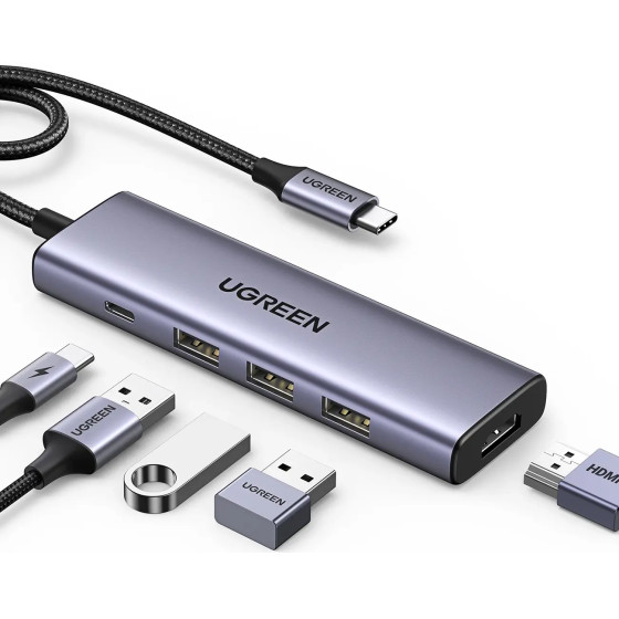 Ugreen Hub CM511 15597 5in1 USB-C - USB-C Pd / Hdmi / 3x USB-A 3.0 - Gray - (15597-ugreen)