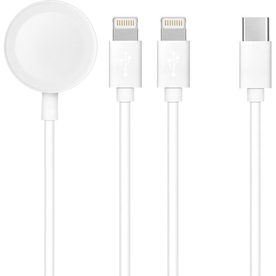 Cable 3in1 Type C To 2 x Lightning / Apple Watch 3W 2A C3168 1,2 m White OEM