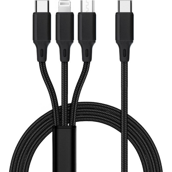 Cable 3in1 Type C To Lightning / Type C / Micro Usb 2,4A C171 1,2 m Black OEM
