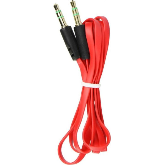 Cable Aux Jack 3,5 Mm (male) To Jack 3,5 Mm (male) Flat 1 m Red OEM