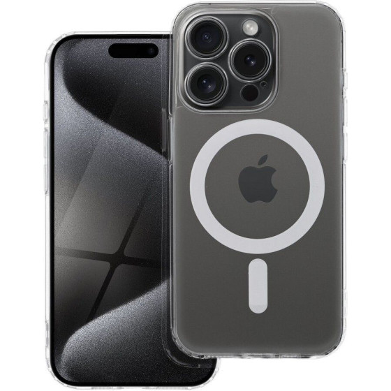 Frost Mag Cover Case With Camera Protection Compatible With Magsafe For Iphone 15 Pro Transparent OEM