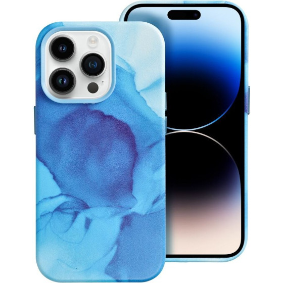 Leather Mag Cover Case For Iphone 14 Pro Blue Splash OEM