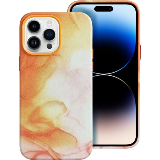 Leather Mag Cover Case For Iphone 14 Pro Max Orange Splash OEM