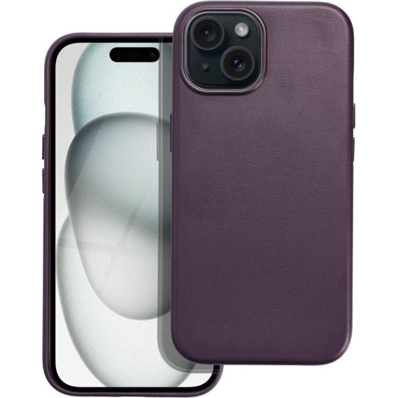 Leather Mag Cover Case For Iphone 15 Dark Violet OEM
