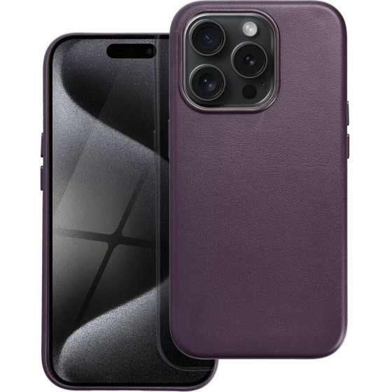Leather Mag Cover Case For Iphone 15 Pro Dark Violet OEM