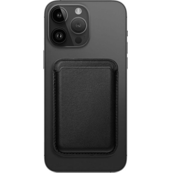 Leather Mag Wallet Compatible With Magsafe Black OEM